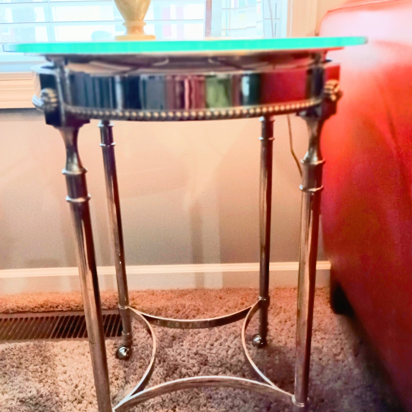 Beautiful polished chrome Neoclassic Side Table