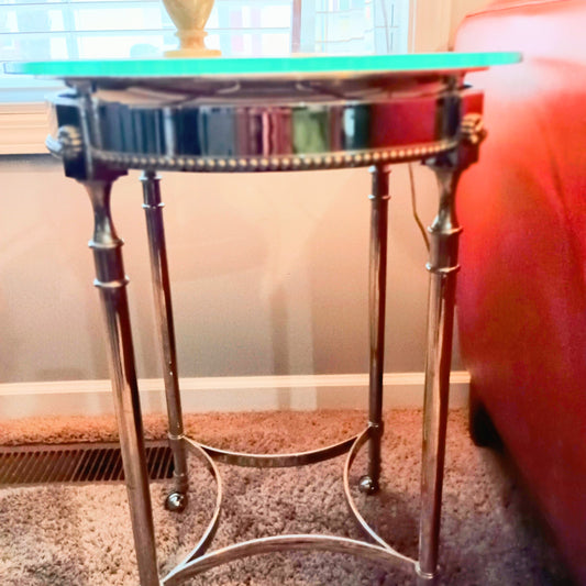 Beautiful polished chrome Neoclassic Side Table