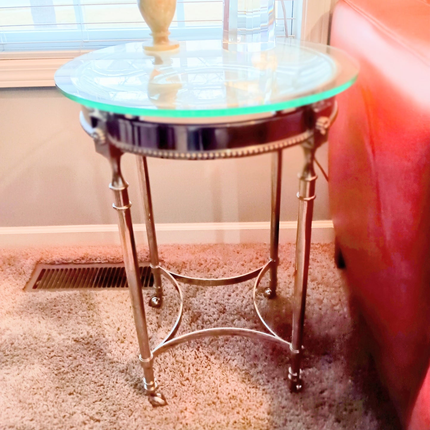 Beautiful polished chrome Neoclassic Side Table